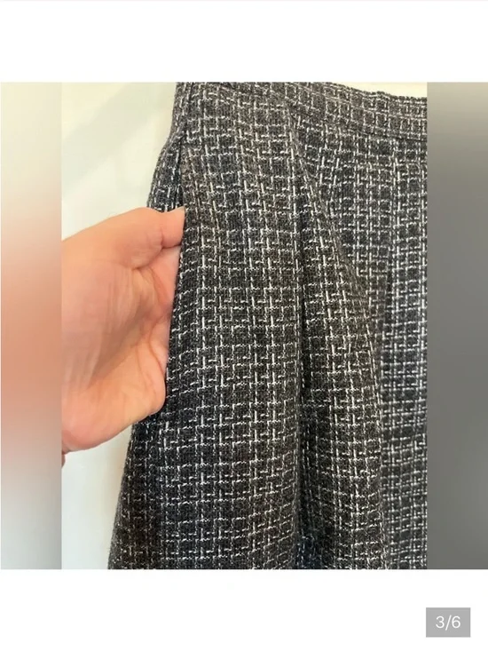 Vintage Grey Plaid Woven Wool-blend Full Midi Skirt - Picture 6 of 6